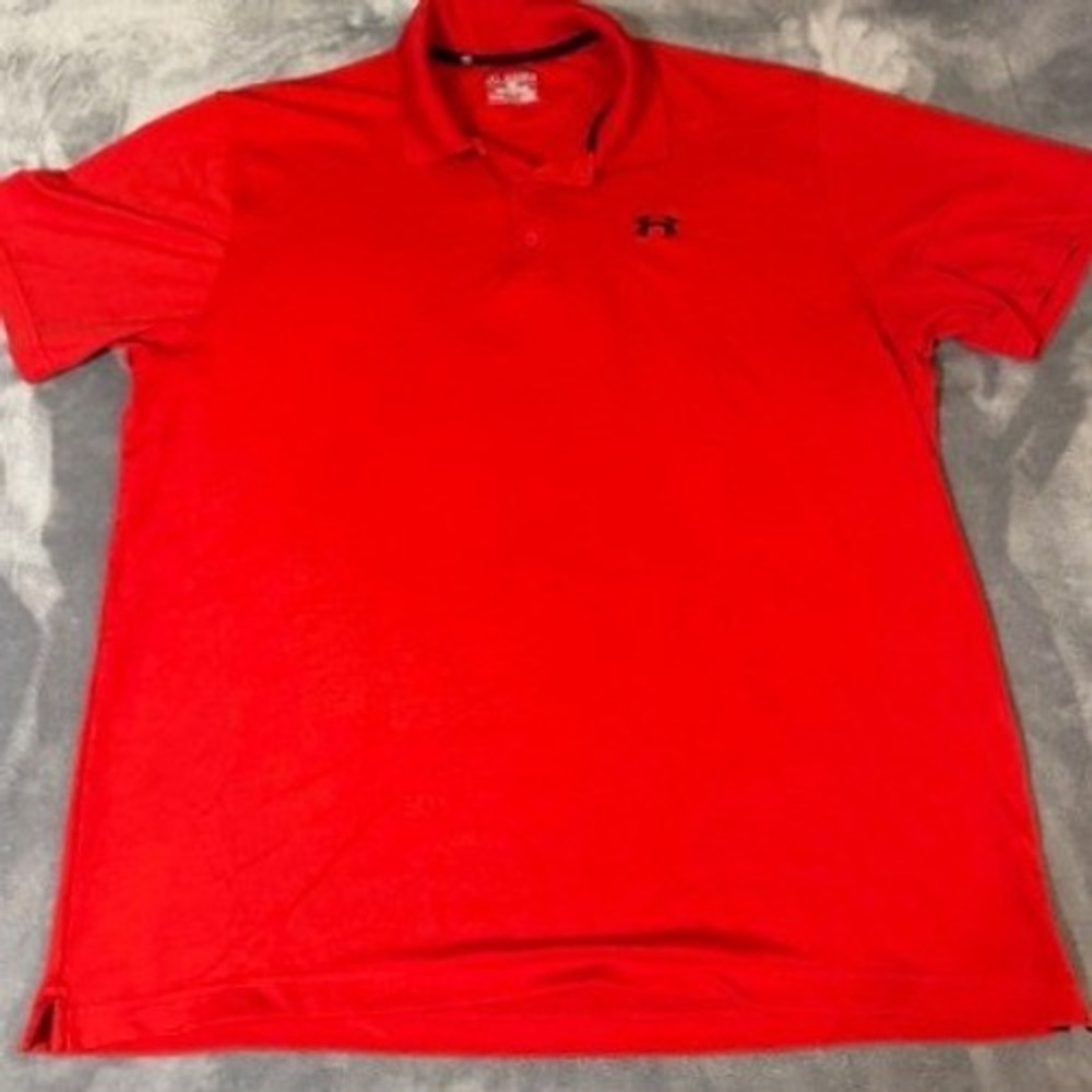 Under Armour HeatGear Mens 2XL Red Loose Fit Short Sleeve Polo Shirt 4745